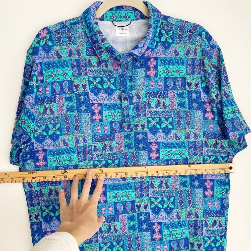 J Crew Performance Polo Shirt With COOLMAX in print size Large pattern golf tee